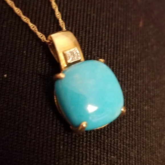 Sleeping Beauty or Persian Turquoise Gold Pendant - Picture 2 of 14
